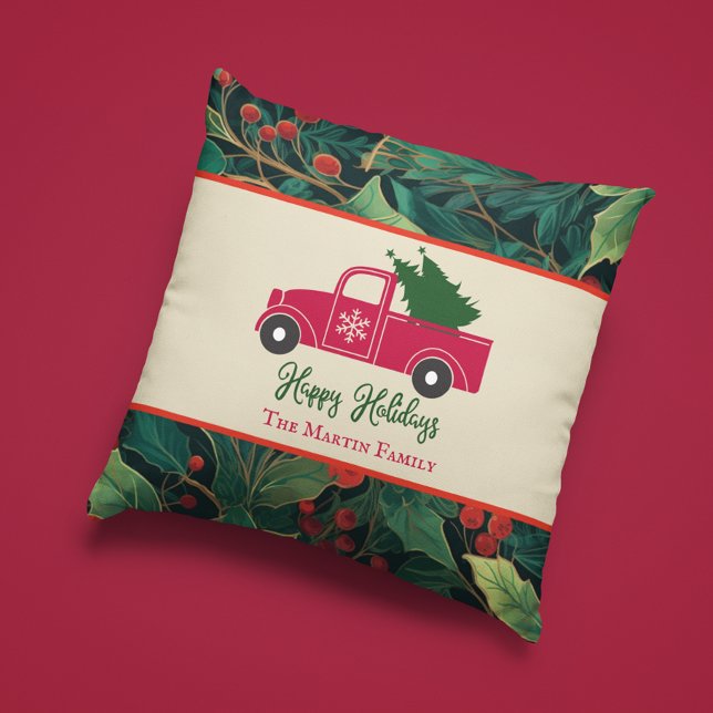 Coussin Vintage Camion Joyeux Fêtes Noël (Créateur téléchargé)