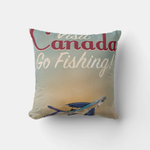Coussin Vintage Canada Avis de voyage de pêche