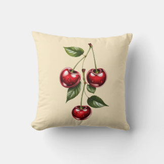 Coussin Vintage Cherry Illustration Throw Pillow