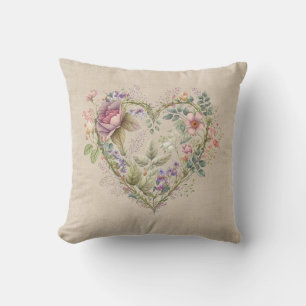 Coussin Vintage coeur floral