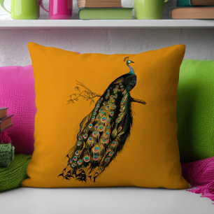 Coussin Vintage complexe Peacock moutarde Jaune