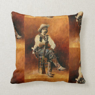 Coussin vintage de jet de carré de cowboy