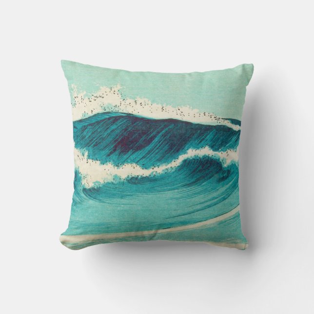 Coussin Vintage de la vague japonaise (Recto)