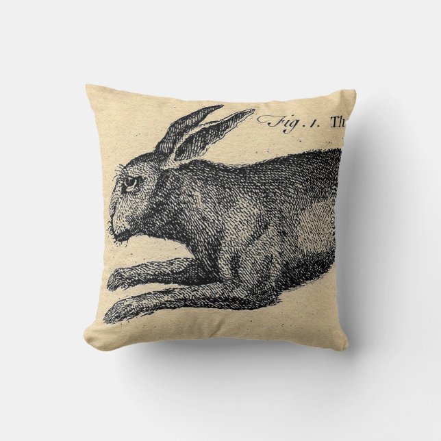 Coussin vintage de lapin de lièvres (Recto)
