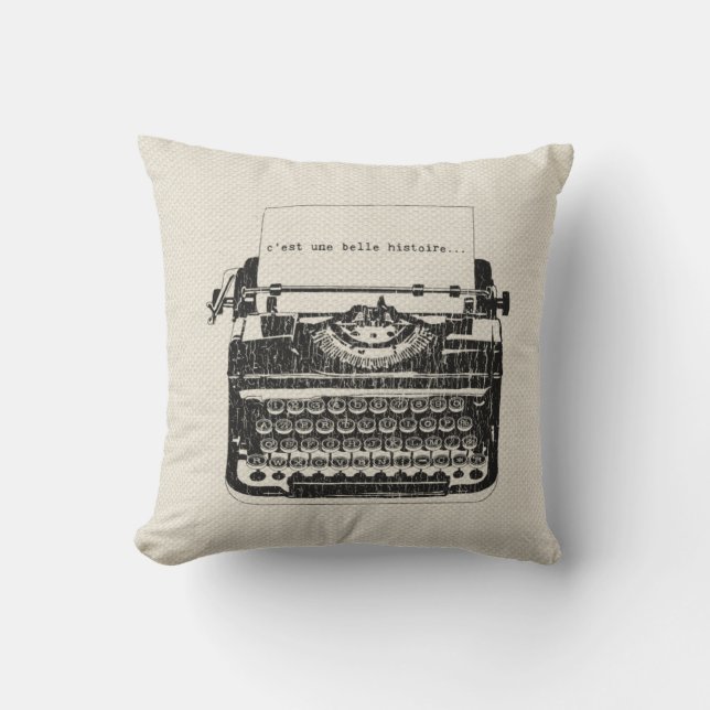 Coussin vintage de machine à écrire (Recto)