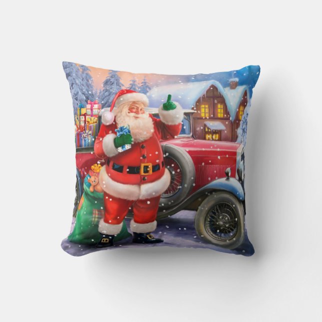 Coussin vintage de Noël du père noël (Recto)