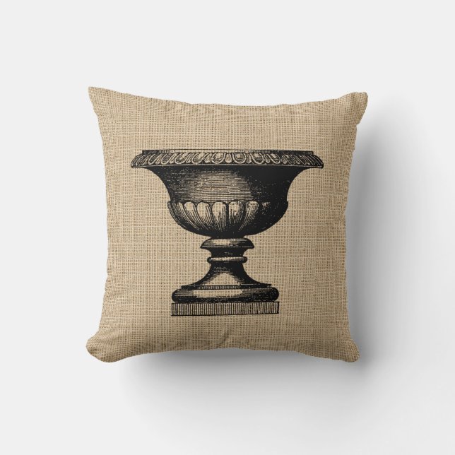 Coussin vintage de pots de fleurs (Recto)