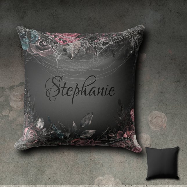 Coussin Vintage Élégant Rose foncé Monogramme (Créateur téléchargé)