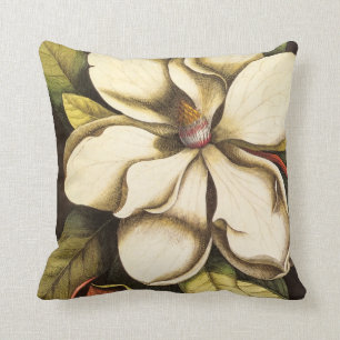 Coussin Vintage en fleurs de Magnolia méridionale