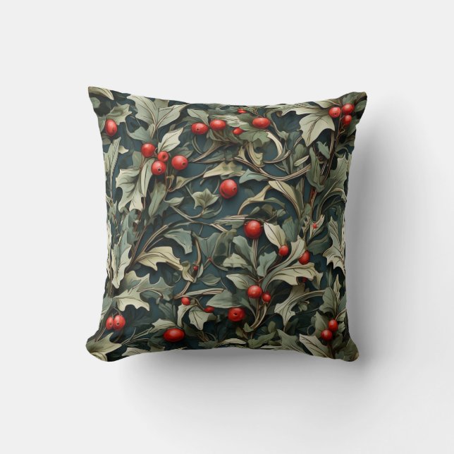 Coussin Vintage English Holly berry botanical  (Recto)