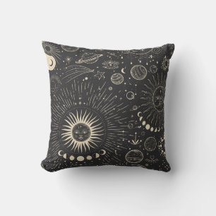 Coussin Vintage ensemble d'illustrations des phases de lun