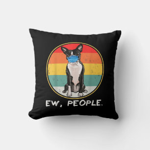 Coussin Vintage Ew People Boston Terrier Chien portant le