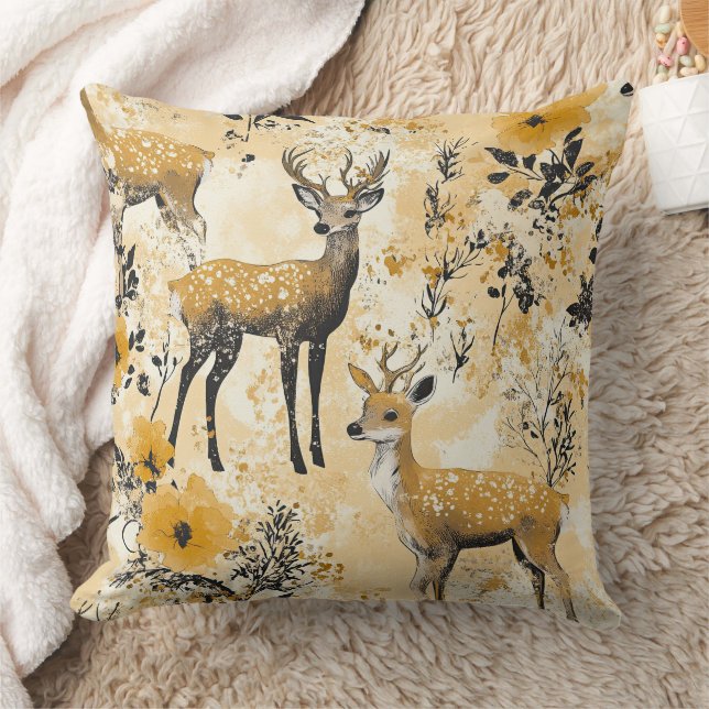 Coussin Vintage Fawn & Floral Woodland Pattern (12) (Couverture)