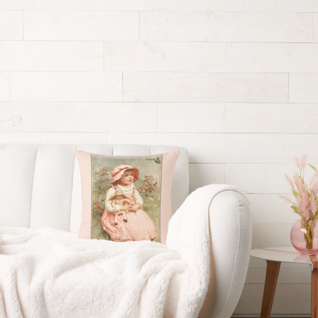 Coussin Vintage fille victorienne avec papillons poupées r (Canapé)