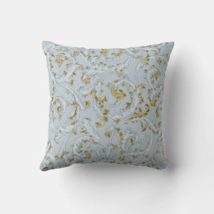 Coussin Vintage français bleu pâle orné de rouleaux élégan