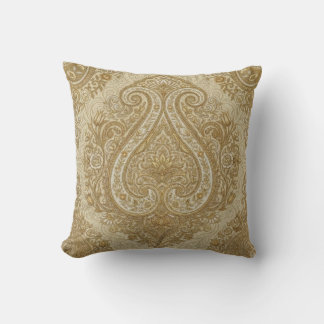 Coussin Vintage Gold Ornate Paisley Luxe Persian Heritage