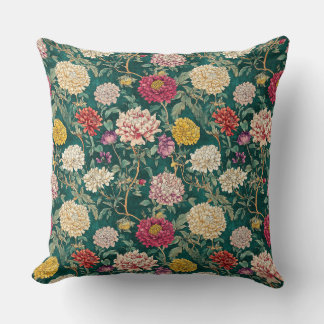 Coussin Vintage Green Chinoiserie Floral