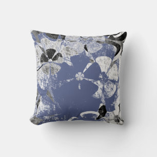 Coussin Vintage gris noir floral
