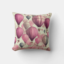 Coussin vintage hot air balloon blue pink