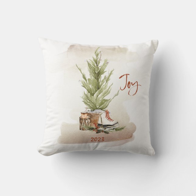 Coussin Vintage Joie Noël Fêtes (Recto)