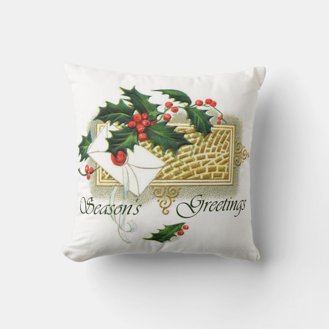 Coussin Vintage Joyeuses Fêtes de Noël (Recto)