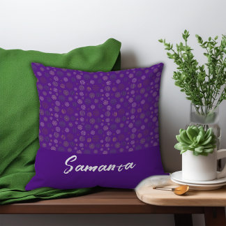 Coussin Vintage ligne de cercle géométrique nom pourpre