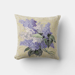 Coussin vintage Lilac & dentelle