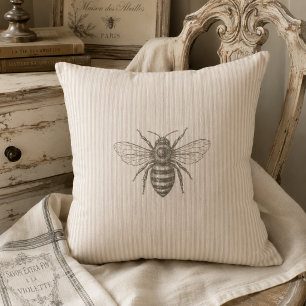 Coussin Vintage Maison de Campagne Française Abeille Neutr
