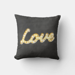 Coussin Vintage Marquee Lights Love Cushion - tableau noir