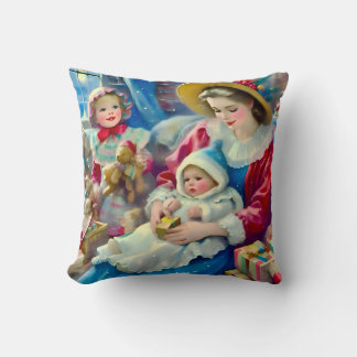 Coussin ~VINTAGE Mère Enfants Noël ~