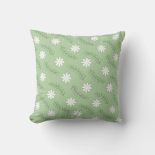 Coussin Vintage Mid-Century Green Flower Motif