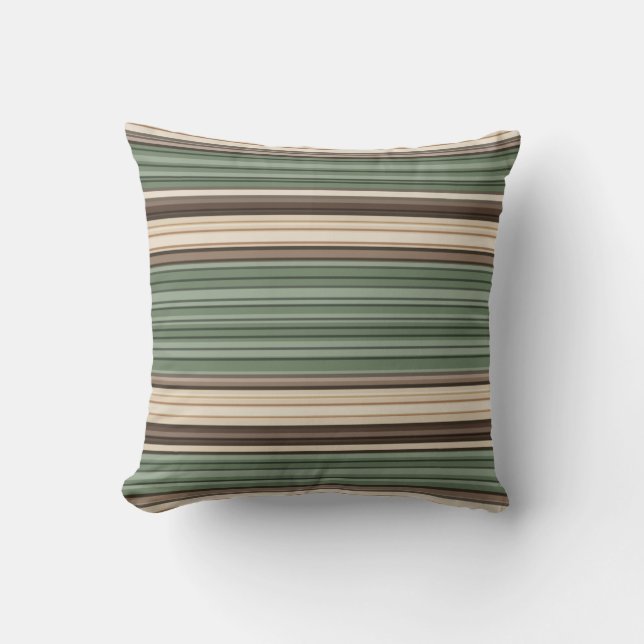 Coussin Vintage MidCentury Lines Vert Brown (Recto)