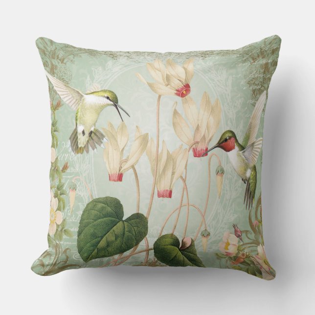 Coussin vintage moderne de colibri (Recto)
