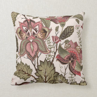 Coussin Vintage motif floral rose vermeux victorien