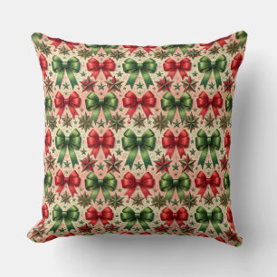 Coussin Vintage Noël Étoiles et vaches Motif