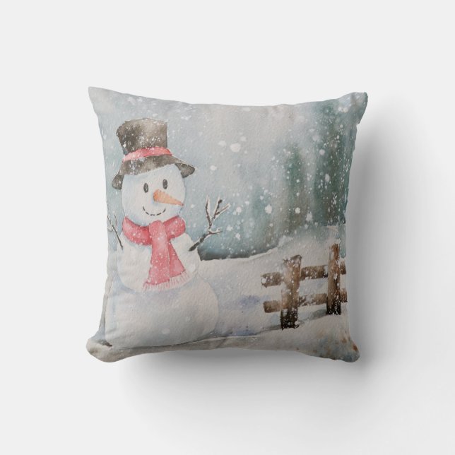 Coussin Vintage Noël Snowman Winter (Recto)