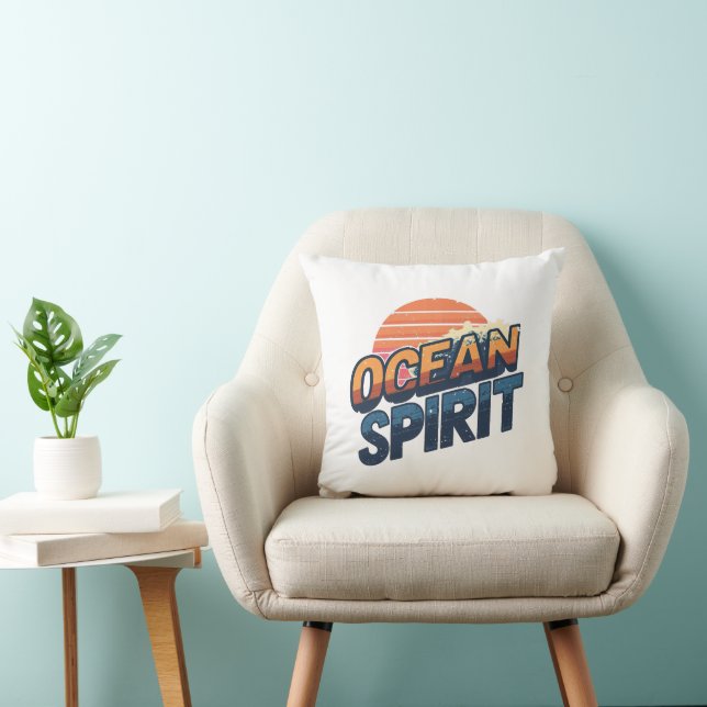 Coussin Vintage "Ocean Spirit" Beach Vibe (Chaise)
