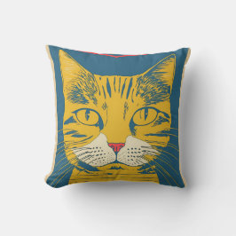 Coussin vintage old line smelly cat yellow pink