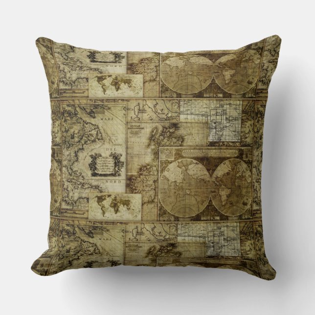 Coussin Vintage old world maps antique maps (Recto)