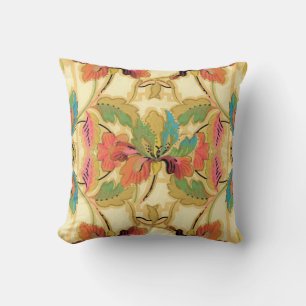 Coussin Vintage Orange Turquoise Floral Motif