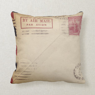 Coussin Vintage Par Air Mail Jeu Pillow