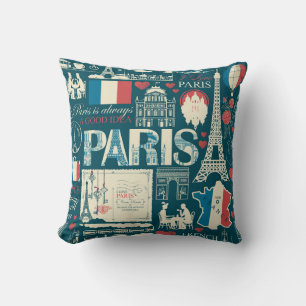 Coussin Vintage parisien : France Élégance