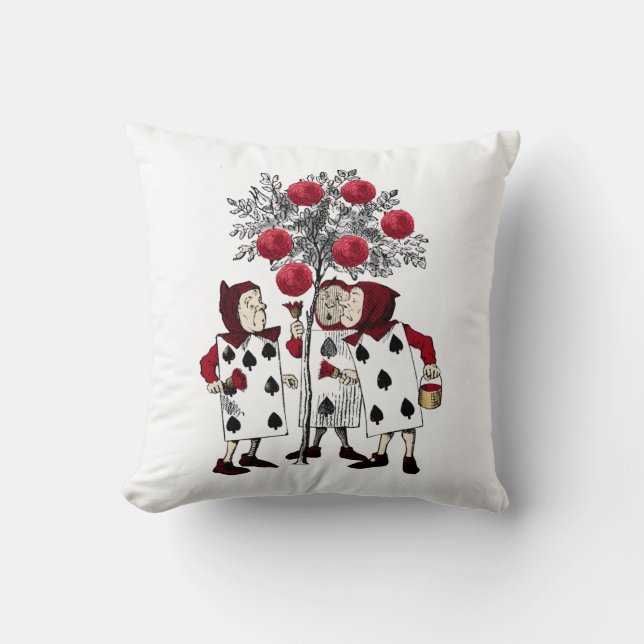 Coussin Vintage peinture rouge Rose (Recto)