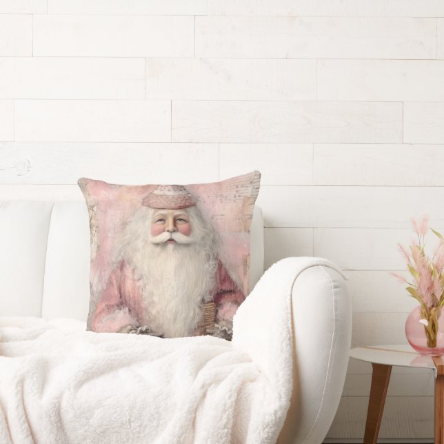Coussin Vintage Pink Santa Christmas (Canapé)