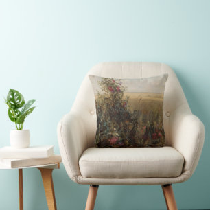 Coussin Vintage prairie colorée avec design Fleur sauvage