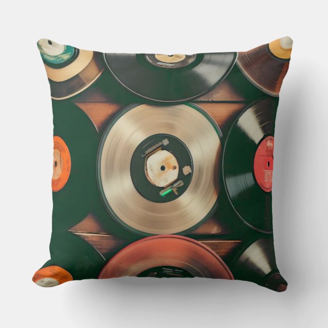 Coussin Vintage Reords Music  (Recto)