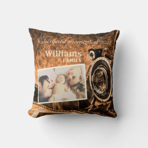 Coussin Vintage retro classique caméra rustique famille pe