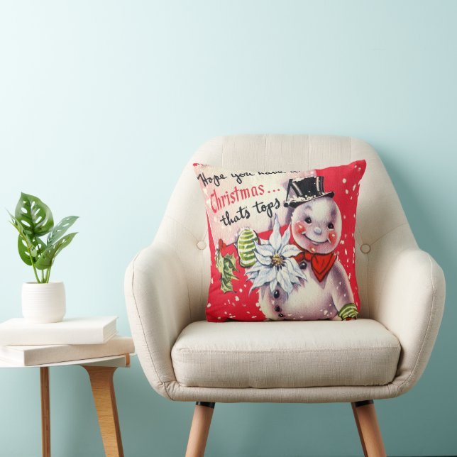 Coussin Vintage rétro Noël bonhomme de neige décoration de (Chaise)