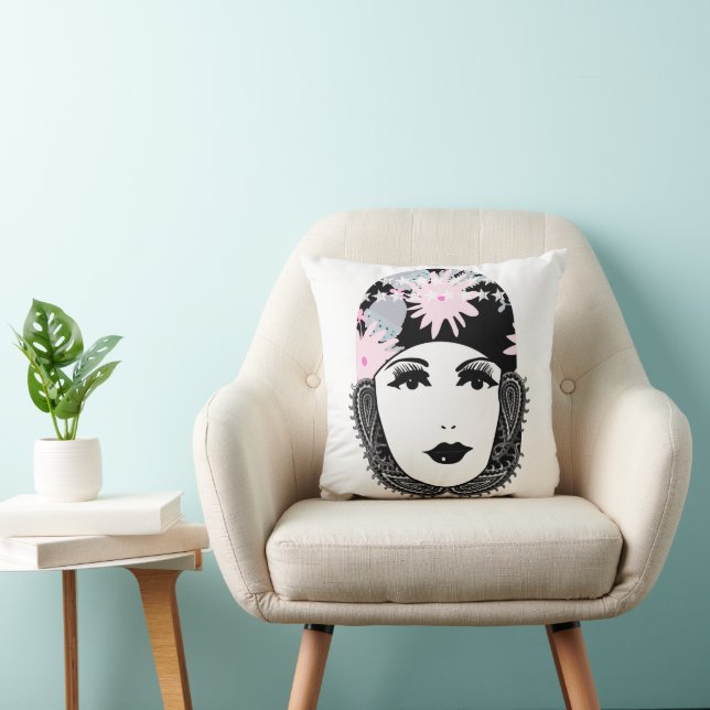 Coussin Vintage Roaring 20's Portrait Flapper Girl (Chaise)