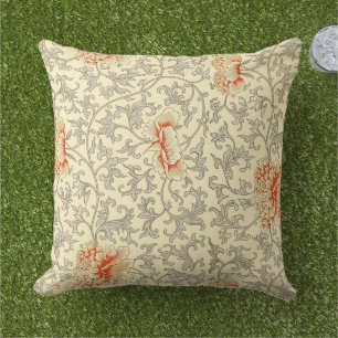 Coussin Vintage rose gris botanique